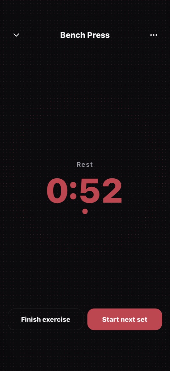 REDDY rest timer counting down between sets